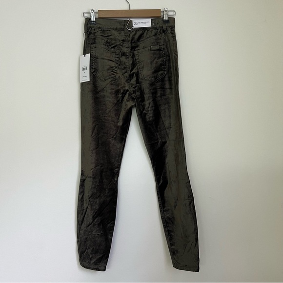 NWT 7 For All Mankind Green Fatigue High Waist Velvet Ankle Skinny Pants Size 26 - Picture 5 of 15